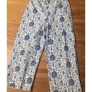 Reworked Vintage Ralph Lauren Porcelain Rosette blue & white pants